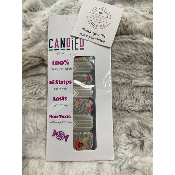 Candied Nails Non-Toxic Nail Polish Strips With Floral & Chevron Patterns - Picture 2 of 4